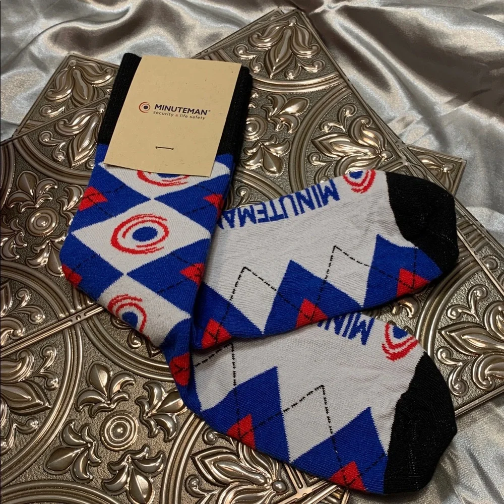 🌹SOCK CLUB “MINUTEMAN” • Red Blue and Black FINEST COTTON Men's Socks - NWT